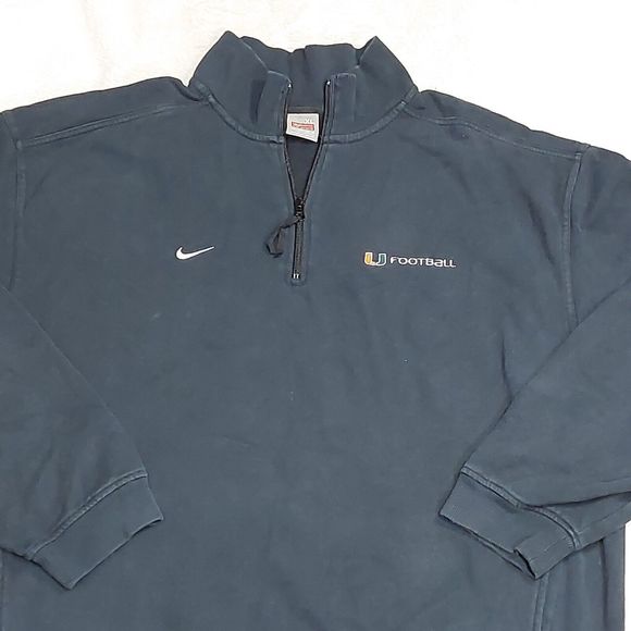 Vintage Nike Miami Hurricanes The U Football Black 1/4 Zip Sweatshirt Size XL - Picture 2 of 8